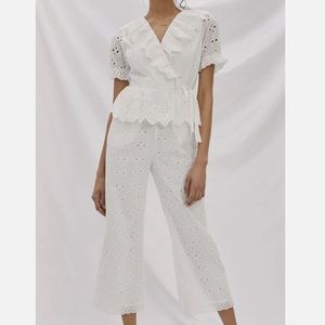 Anthropologie White eyelet jumpsuit, new with tags